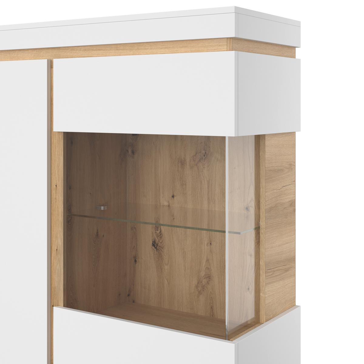 Highboard Calabria Weiß/Eiche Dekor B: 166,8 cm - Eichefarben/Weiß, Trend, Glas/Holzwerkstoff (166,8/163/40cm)