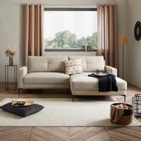 Rohová sedačka BERGAMO, pravá, béžová - černá/béžová, Moderní, kov/textil (238/162cm) - Ondega