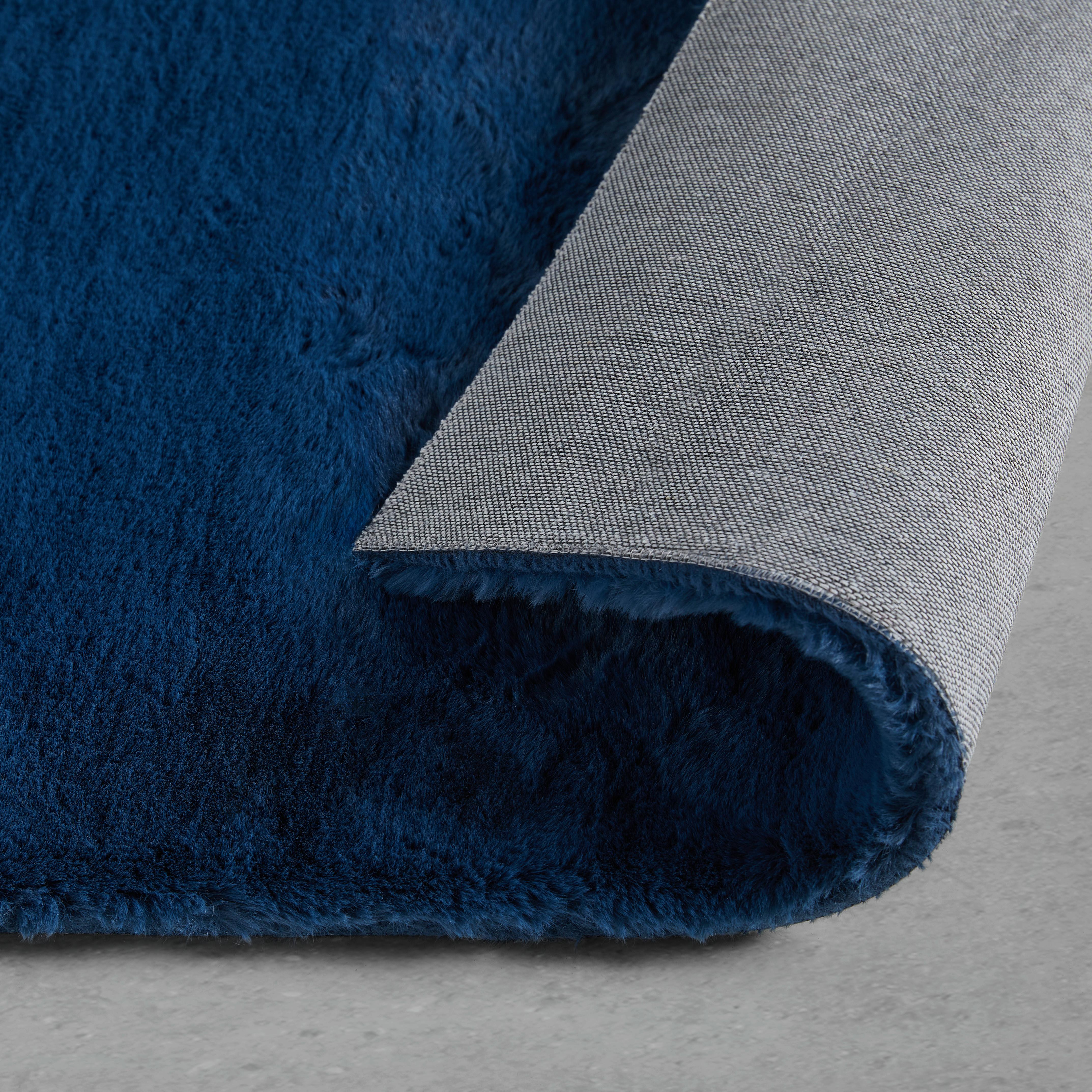 UMELÁ KOŽUŠINA Caroline 1, 80/150cm, modrá - tmavomodrá, Konventionell, textil (80/150cm) - Mömax