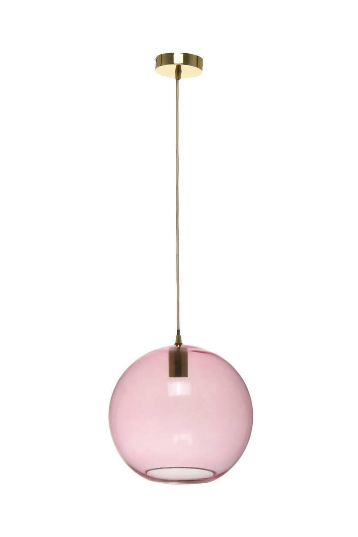 Hängeleuchte Heike H: 36 Cm 1-Flammig - Goldfarben/Rosa, Trend, Glas (30/36/30cm) - Kayoom