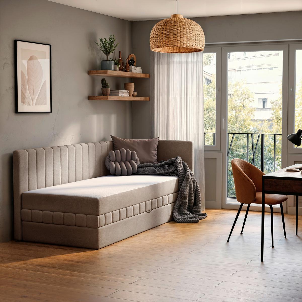 Schlafsofa Roma, Hellbraun B: 212 Cm - Hellbraun/Creme, Design, Holz/Holzwerkstoff (212/83/99cm) - MID.YOU