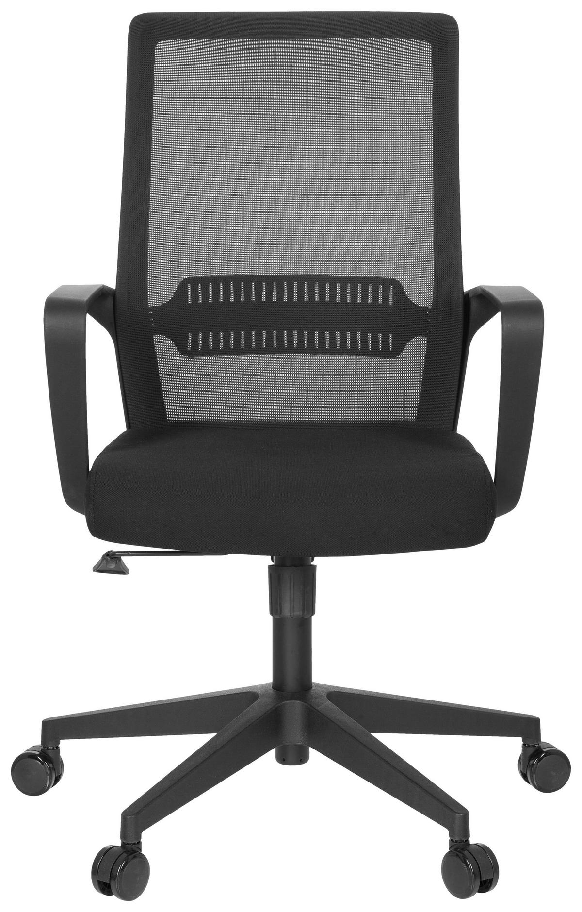 Bürostuhl Preston Schwarz - Schwarz, Basics, Kunststoff/Textil (58/110/52cm) - MID.YOU