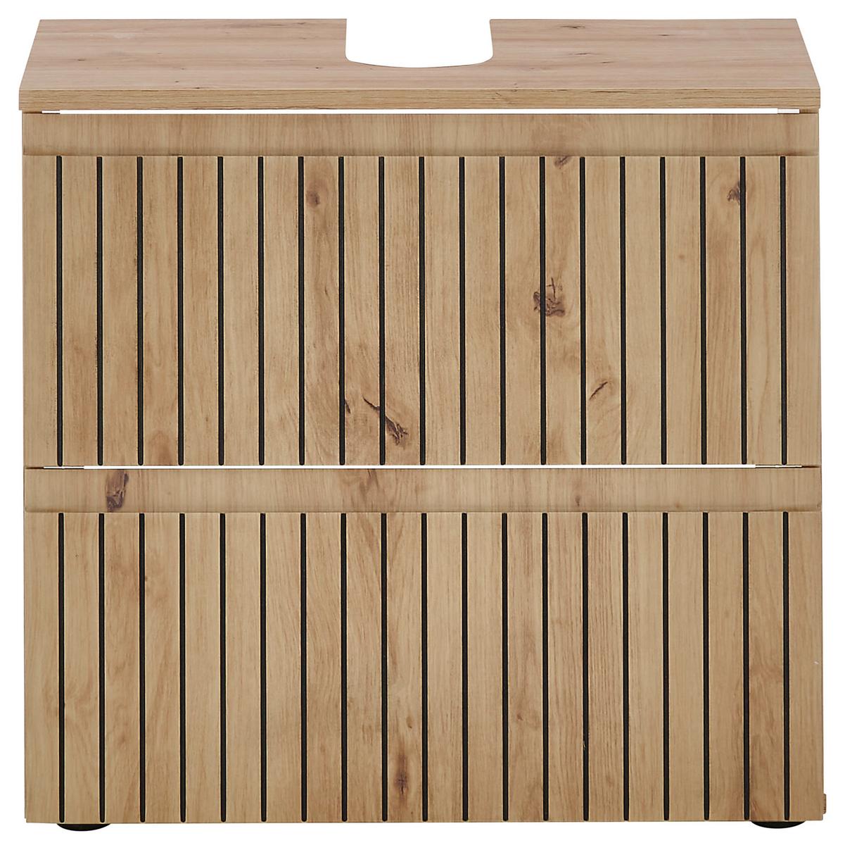 Skřiňka pod umyvadlo AUSTIN - černá/dub artisan, Moderní, kompozitní dřevo/plast (60/57/36cm) - MID.YOU