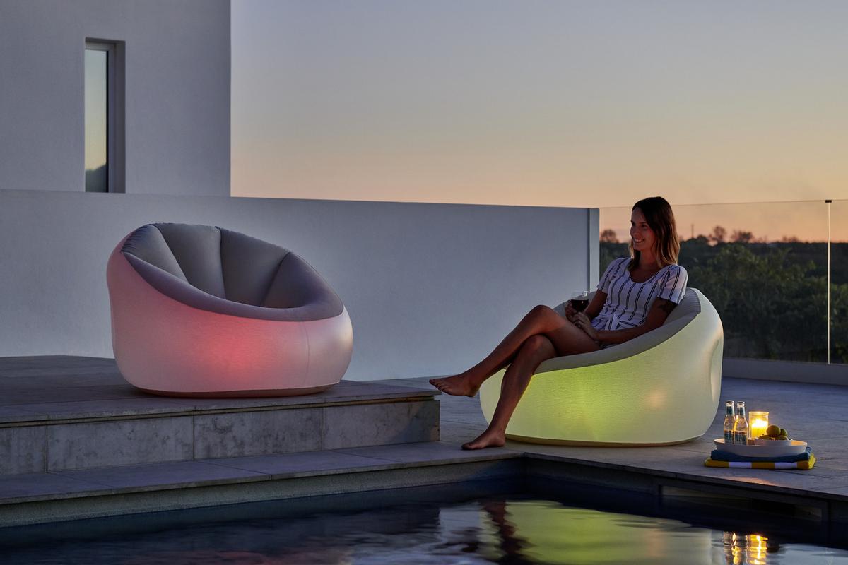 Luftsessel Luxury Outdoor Beige/Transparent mit Led - Transparent/Beige, MODERN, Kunststoff (102/97/71cm) - Bestway