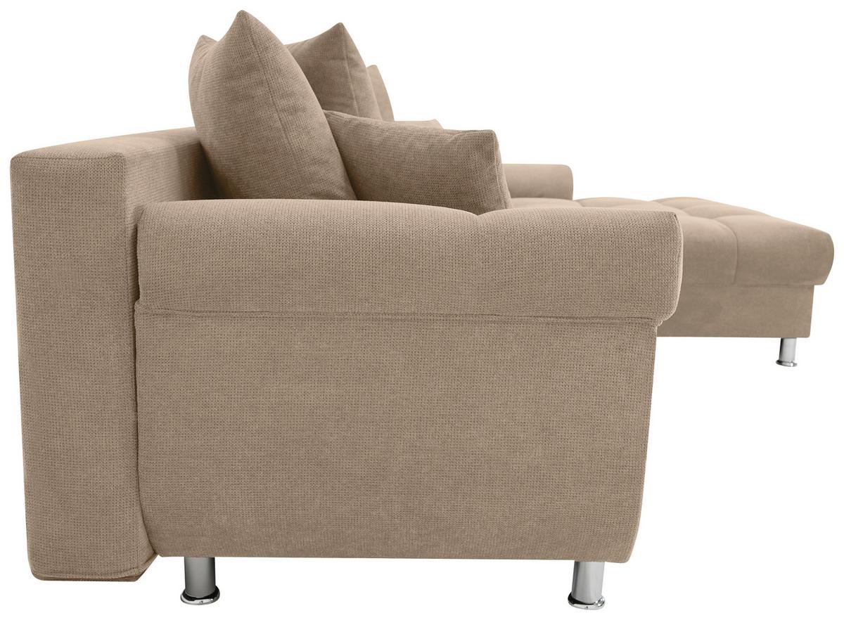Rohová sedačka ERICE, pravá, šedohnědá - barvy chromu/šedohnědá, Design, textil/plast (312/198cm)