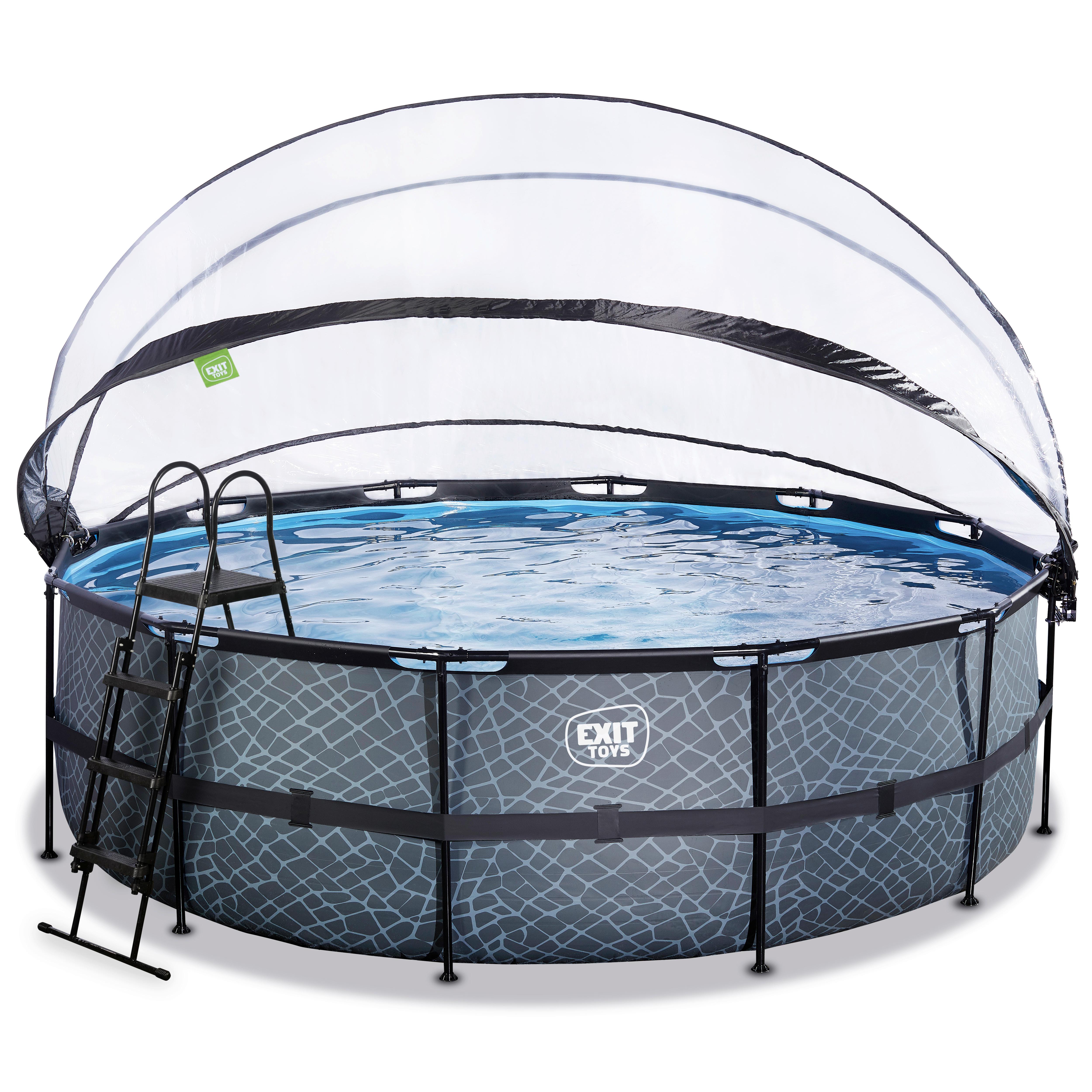 Pool-Set Grau, D/H: 450x122cm - Grau, KONVENTIONELL, Kunststoff (450/122cm) - EXIT Toys