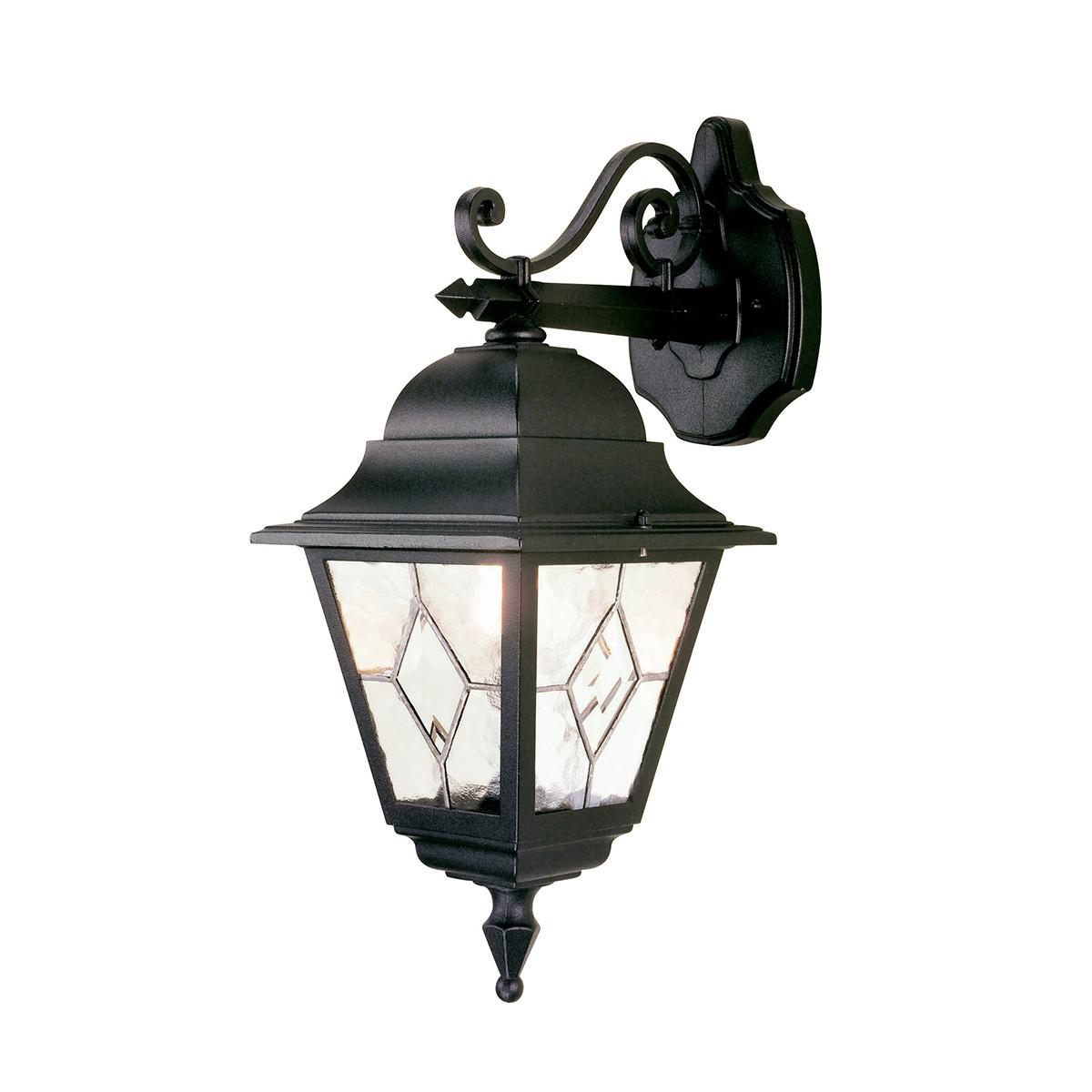 Außenleuchte 100 W Aluminium/Glas, Wandmontage - Schwarz, KONVENTIONELL, Glas/Metall (18.4/21,5/45cm) - Elstead Lighting
