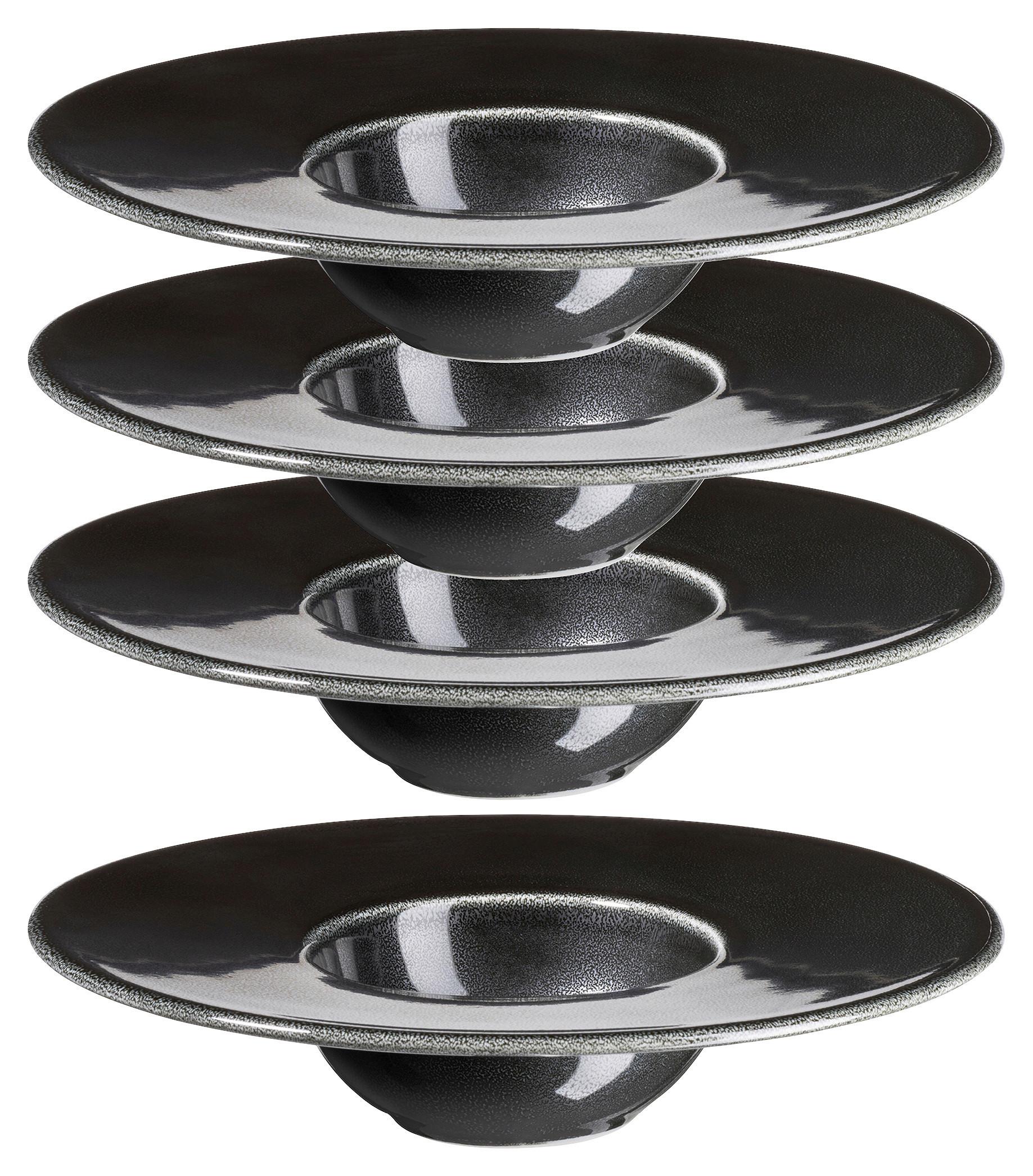 Tellerset Angry Schwarz, 4-Teilig - Schwarz, Trend, Keramik (19cm) - Mäser