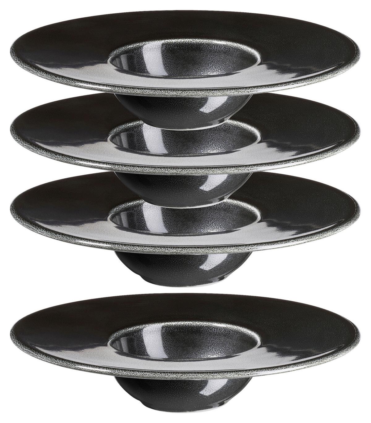 Tellerset Angry Schwarz, 4-Teilig - Schwarz, Trend, Keramik (19cm) - Mäser