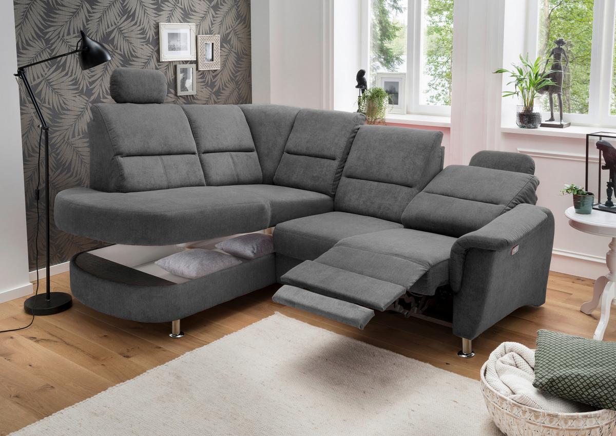Ecksofa Parole Anthrazit S:184/231 cm - Chromfarben/Anthrazit, KONVENTIONELL, Textil (231/45/55cm) - Livetastic