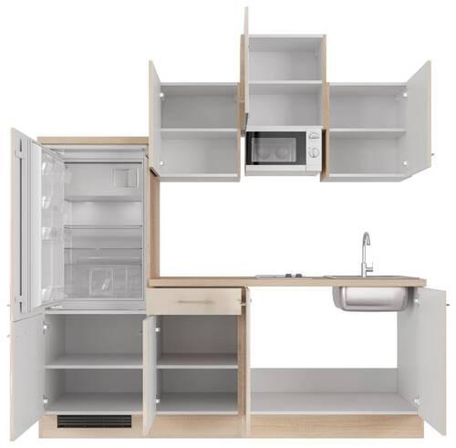 Küchenzeile Nepal mit Geräten 210 cm Kaschmir/Eiche Dekor - Kaschmir/Sonoma Eiche, MODERN, Holzwerkstoff (210cm) - FlexWell