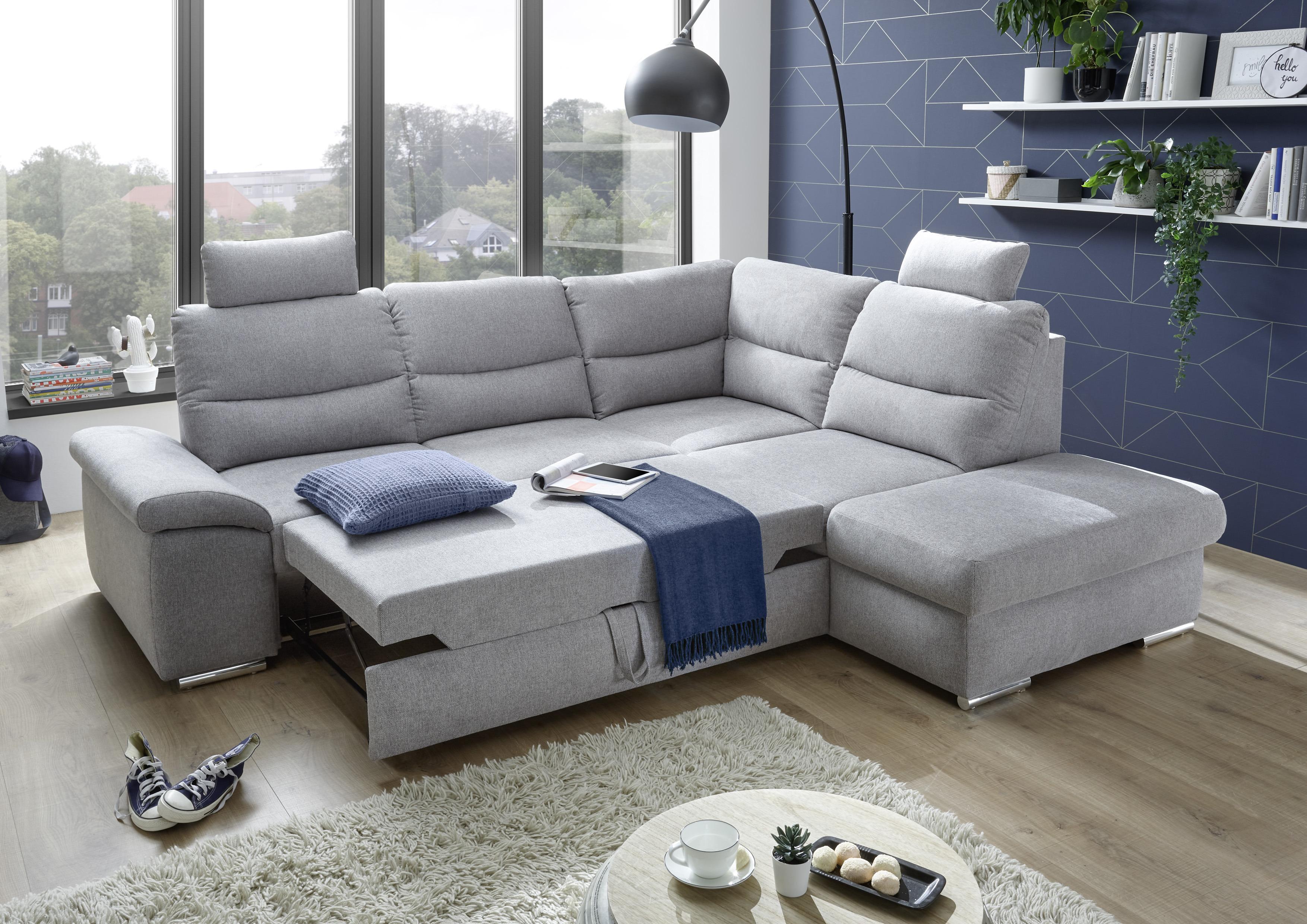 Rozkládací Sedací Souprava Alma Světle Šedá - barvy stříbra, Basics, kompozitní dřevo/textil (218/257cm) - MID.YOU