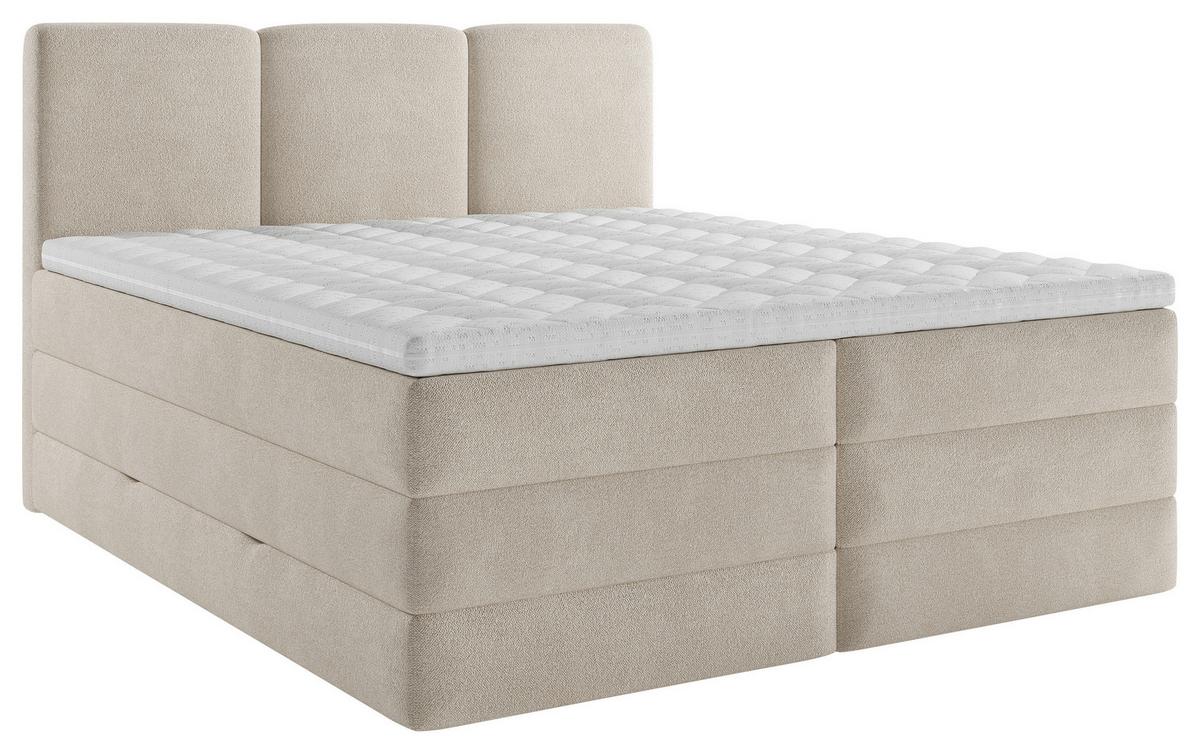 Boxspringbett Mit Bettkasten 160x200 Cm Castel V - Creme/Schwarz, MODERN, Holz/Holzwerkstoff (160/200cm) - MID.YOU