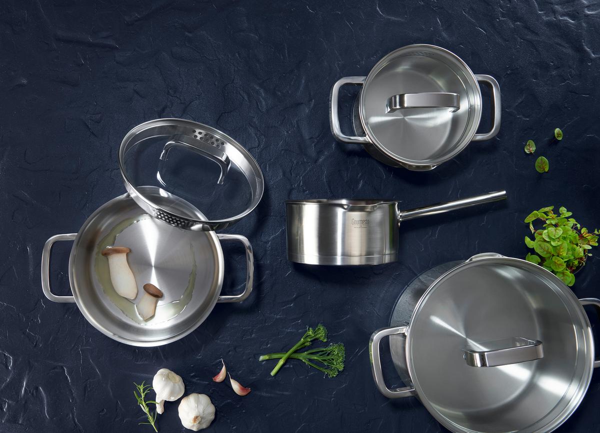 sada hrncov Silver Line, 7-dielna - číra/farba ušľachtilej ocele, Konventionell, kov/sklo - Gourmesto