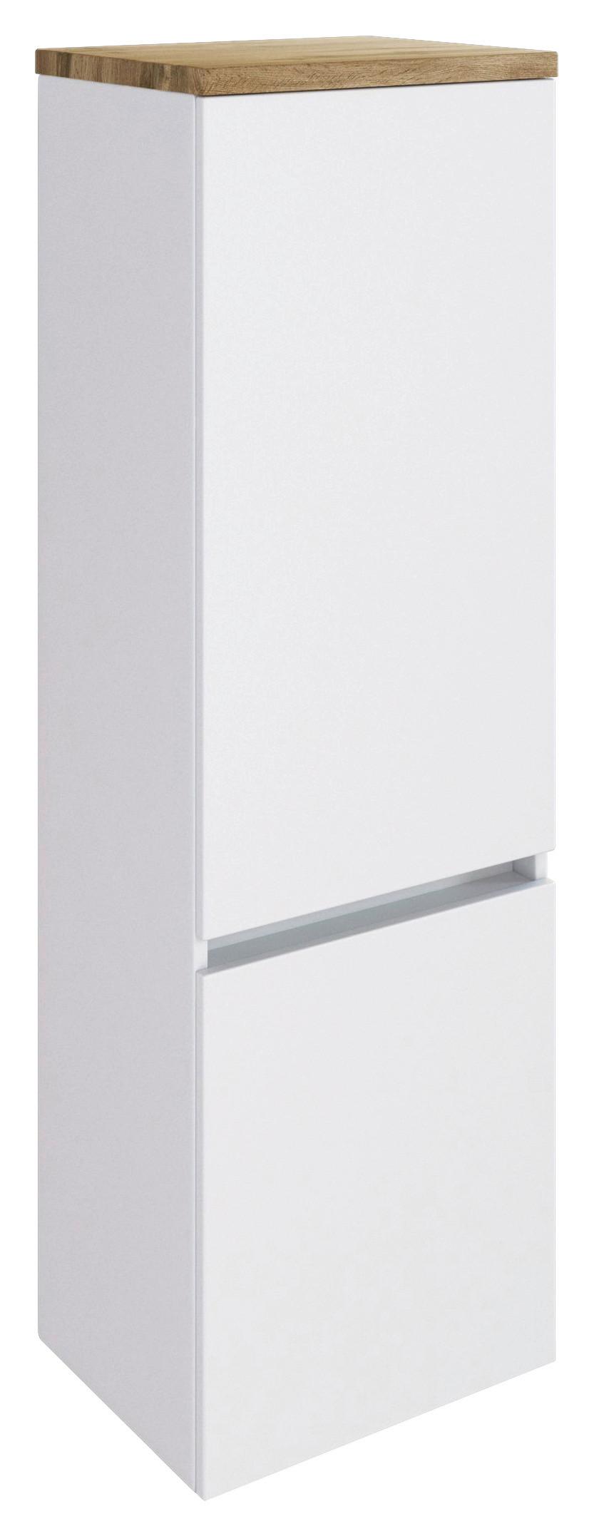 Midischrank mit Türdämpfer Pienza 40cm Weiß/Eiche Dekor - Eichefarben/Silberfarben, Basics, Holzwerkstoff (40/130/35cm) - Held