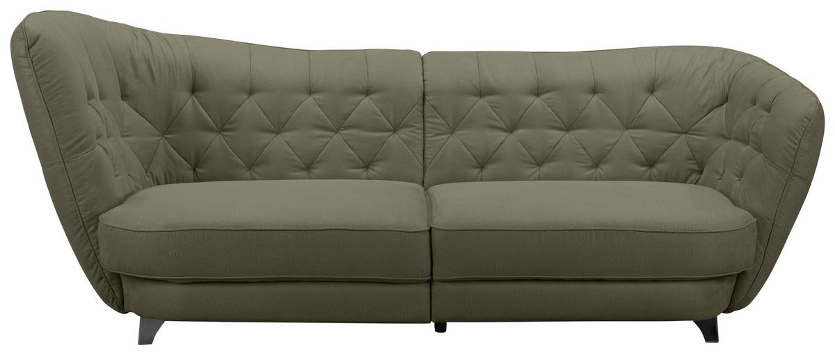 Big Sofa mit Echtem Rücken Retro B: 256 cm Grün - Chromfarben/Grün, MODERN, Textil (256/85/115cm) - MID.YOU