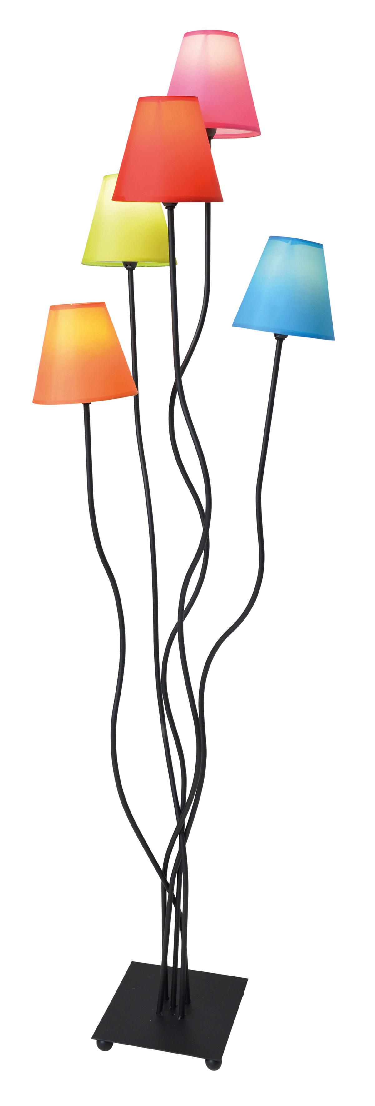 Stehlampe Multicolor 5 Leuchtmittel, Schnurschalter - Multicolor/Schwarz, LIFESTYLE, Textil/Metall (23,5/23,5/156cm) - Näve