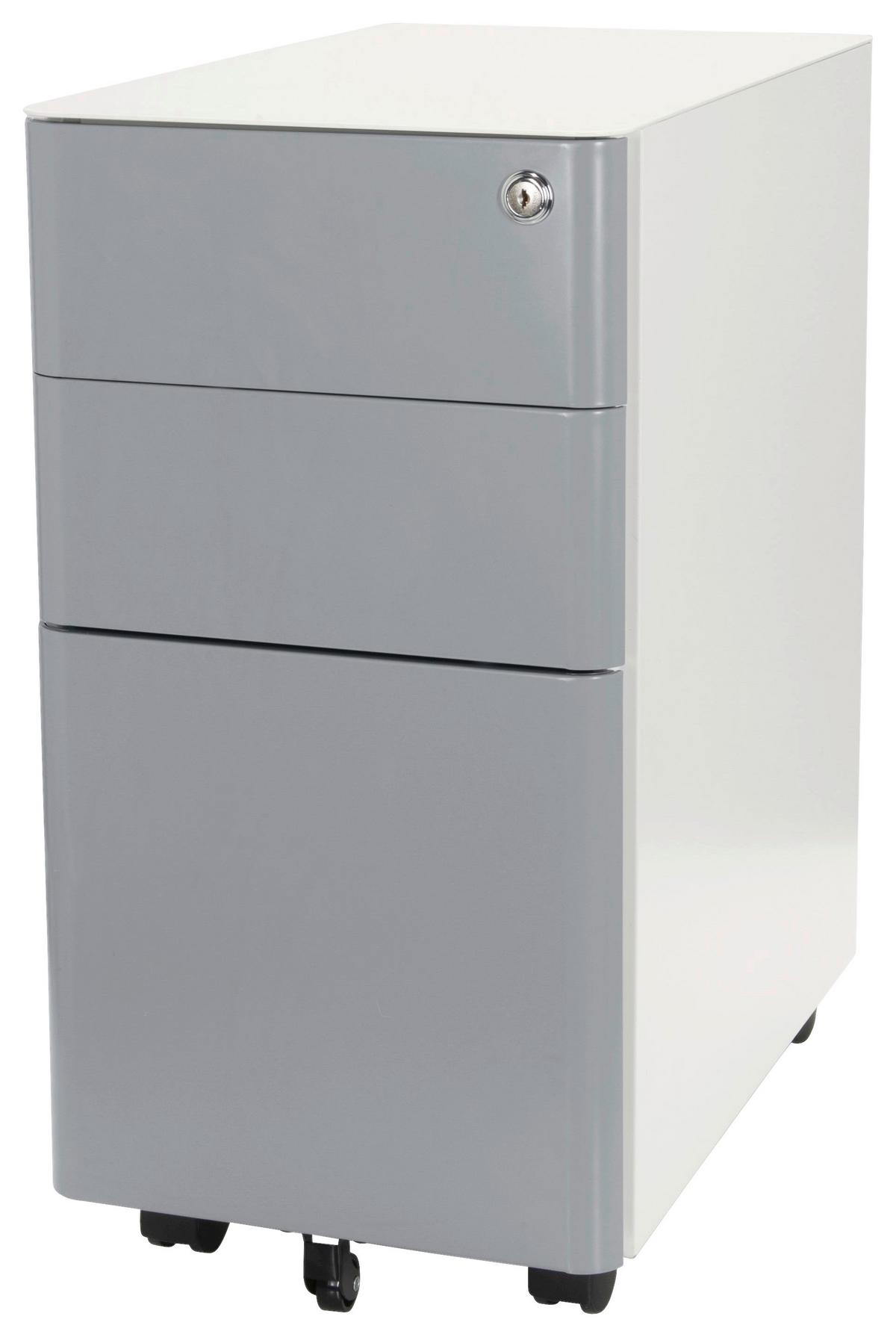 Rollcontainer Metall Grau/weiß Color I 30x59x50 Cm - Weiß/Grau, MODERN, Kunststoff/Metall (30/59/50cm) - MID.YOU