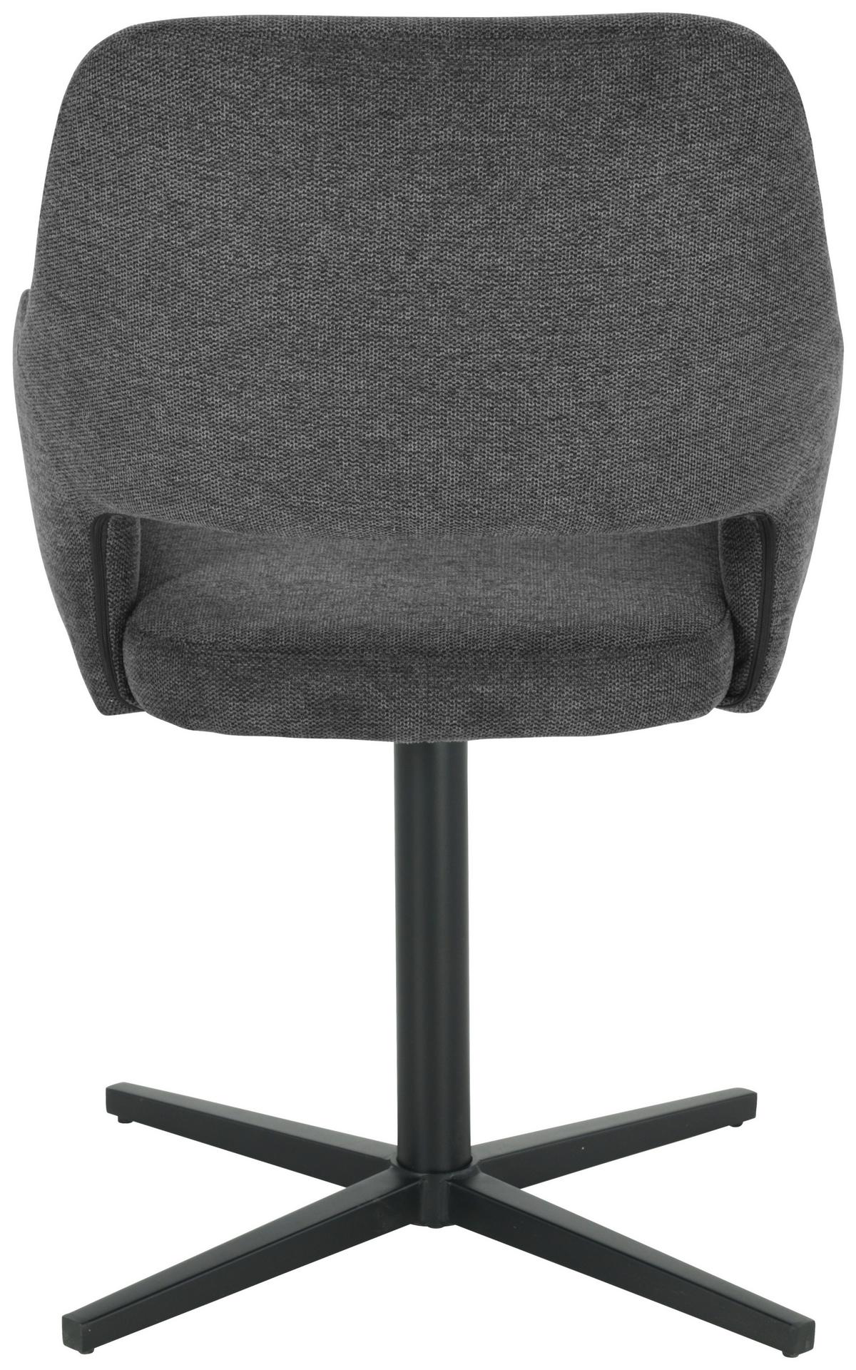 Armlehnstuhl Salin drehbar Leinenoptik Grau, B: 56 cm - Dunkelgrau/Schwarz, Trend, Holz/Textil (56/86/63cm)
