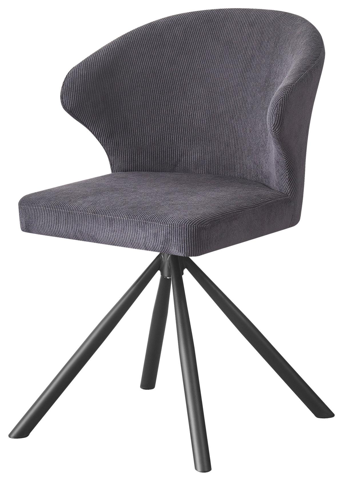 Židle s područkami šedá - černá/tmavě šedá, Lifestyle, kov/textil (55/82/58cm) - Based