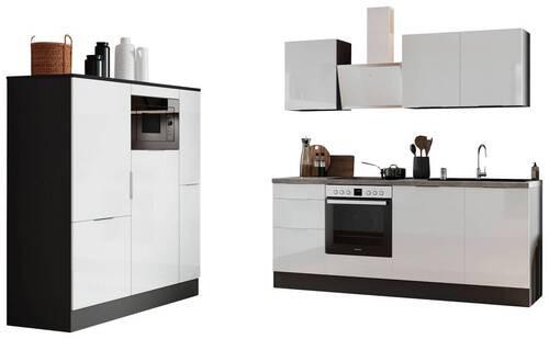 Küchenzeile mit Geräten B: 370 cm Grau/Weiß - Hellgrau/Weiß, LIFESTYLE, Holzwerkstoff (370cm) - Respekta