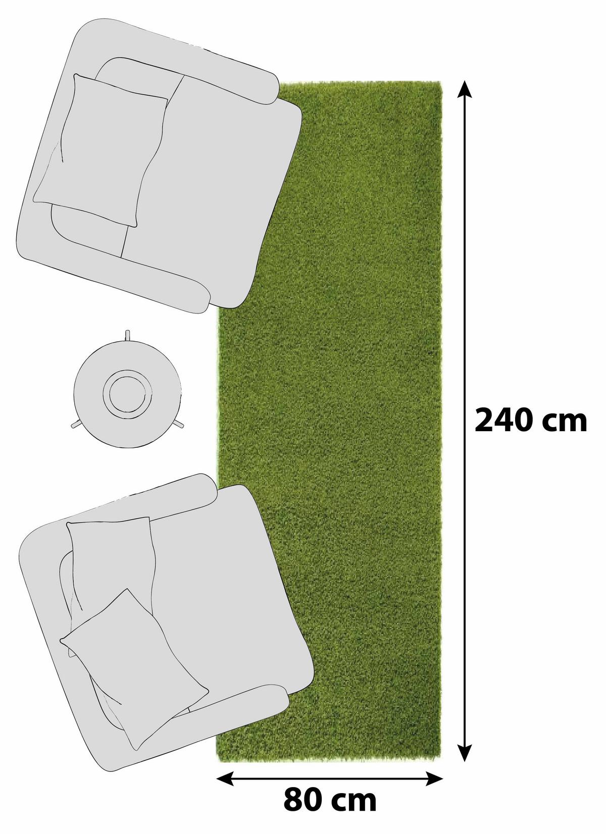 Hochflorteppich Fashion Shaggy Grün 80x240 cm - Grün, Basics, Textil (80/240cm) - Novel