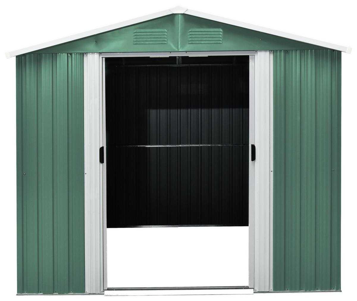 Gerätehaus Ohne Boden 236x190x174 - Weiß/Grün, Basics, Metall (236/190/174cm)