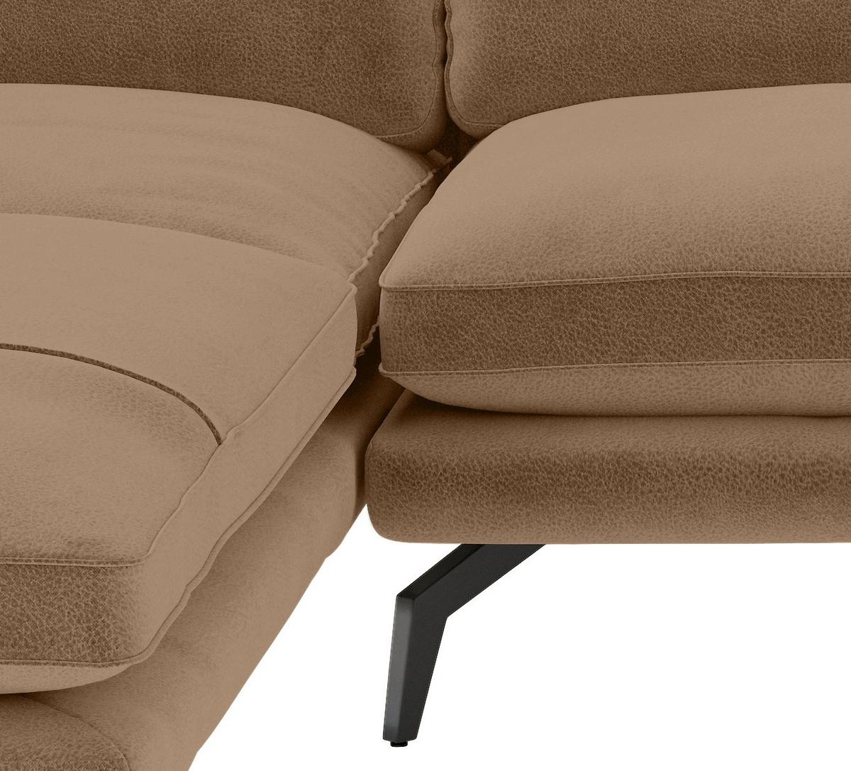 Ecksofa Bali - Dunkelgelb/Schwarz, Design, Textil (202/250cm) - Livetastic