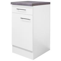 Kuchyňská spodní skříňka Neo bílá - bílá/barvy nerez oceli, Moderní, kov/kompozitní dřevo (40/86/60cm) - FlexWell