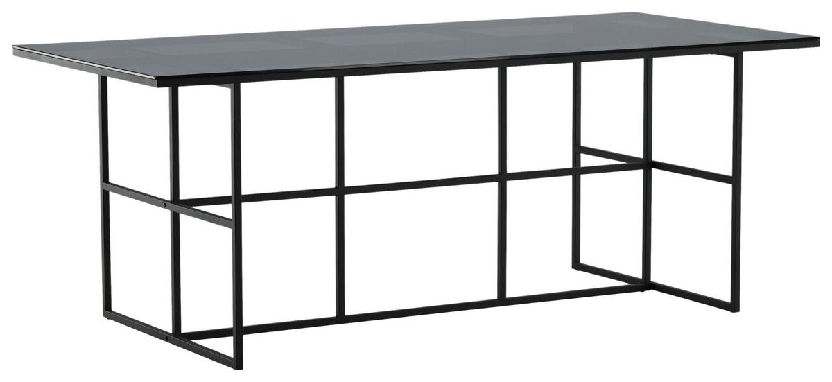 Esstisch Leif - Schwarz, Design, Glas/Metall (200/90/74cm) - Livetastic