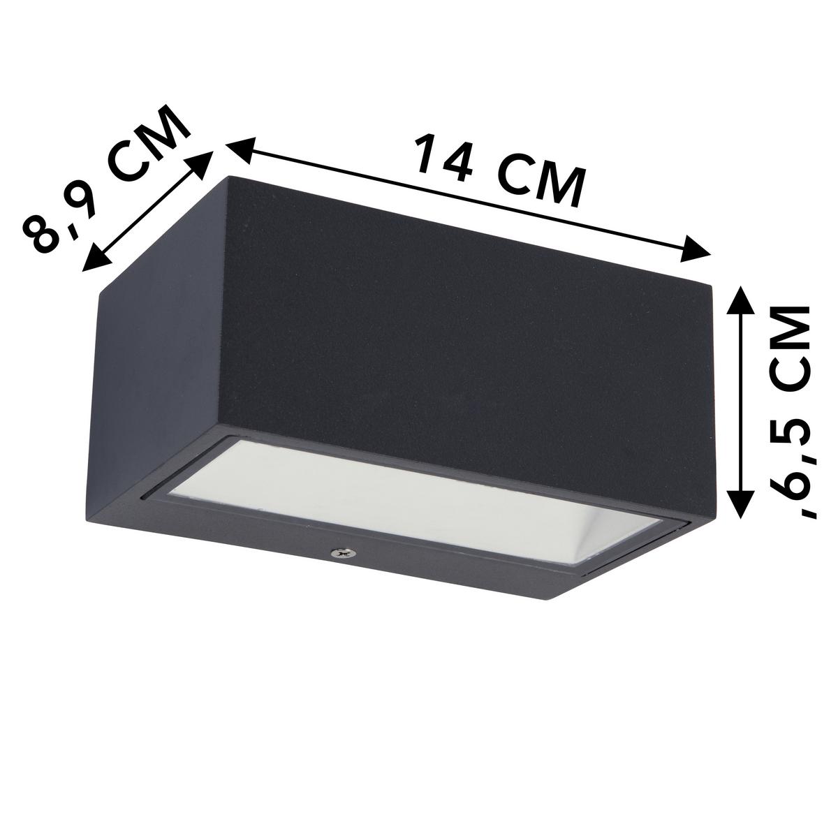 Außenwandleuchte Gemini 10,5w Glas Aluminium, Wandmontage - Klar/Anthrazit, Design, Glas/Metall (14/6,5/8,9cm)