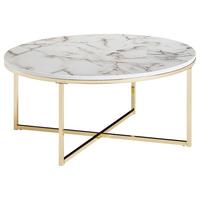 Konferenční stůl bílý/černý - bílá/barvy zlata, Konvenční, kov/kompozitní dřevo (80/80/36cm) - MID.YOU