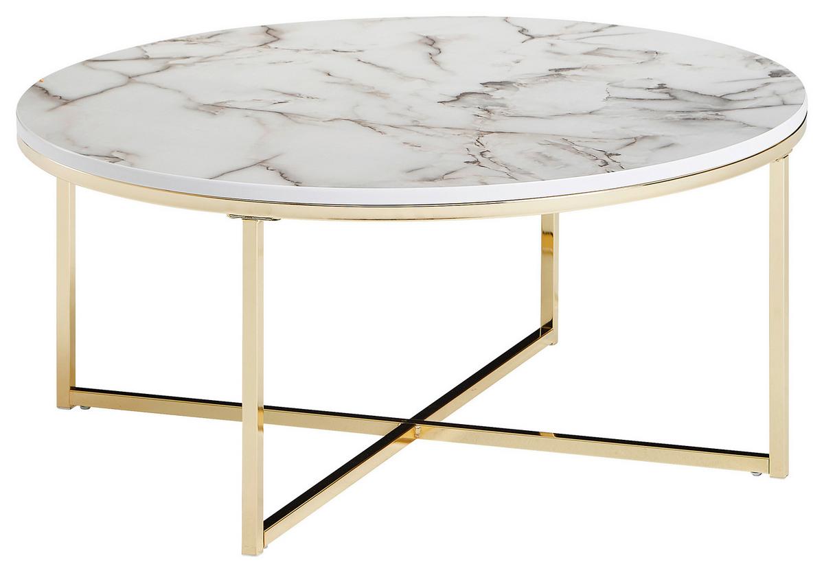 Konferenční stůl bílý/černý - bílá/barvy zlata, Konvenční, kov/kompozitní dřevo (80/80/36cm) - MID.YOU