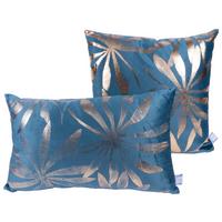 SADA DEKORAČNÝCH VANKÚŠOV PRISMA 425 2ER-SET - zlatá/petrolejová, Konventionell, textil (30x45/50x45cm)