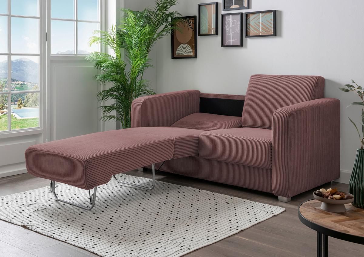 Schlafsofa Mia, Koralle B: 159 Cm - Chromfarben/Koralle, Basics, Textil (159/88/87cm) - Livetastic