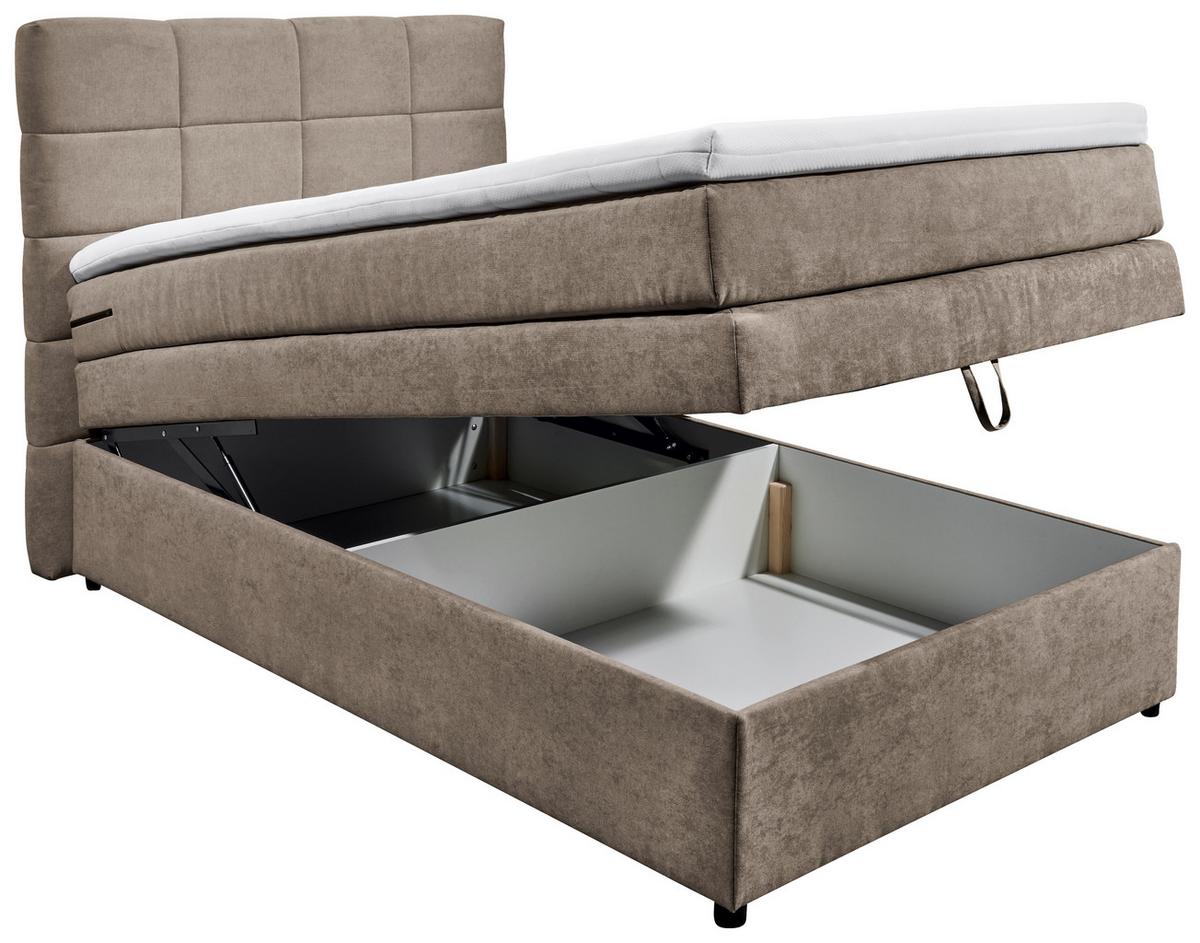 Boxspringbett Mit Topper & Bettkasten 120x200 Tacoma 3 - Hellgrau, KONVENTIONELL (120/200cm) - MID.YOU