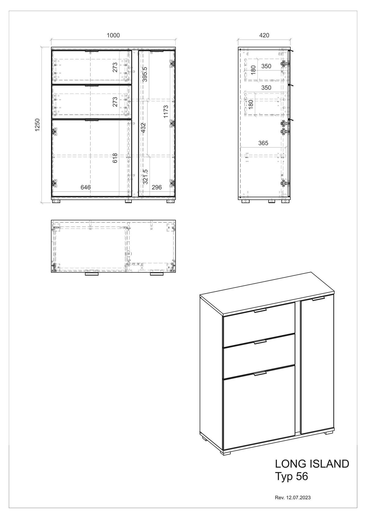 Highboard Long Island Weiß/Eiche Wotan B: 100 cm - Silberfarben/Eiche Wotan, Design, Holzwerkstoff (100/125/42cm) - MID.YOU