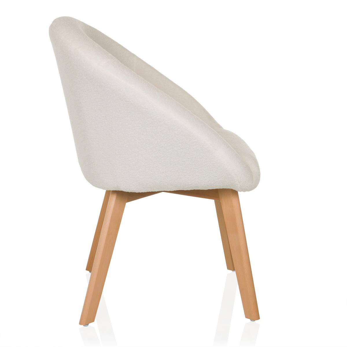 Armlehnstuhl Scandi Ted Weiß B: 68 Cm - Buchefarben/Weiß, MODERN, Holz/Textil (68/85/62cm) - MID.YOU