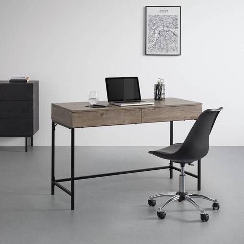 Psací stůl CARA 120x50 cm dekor ořech - černá/barvy vlašských ořechů, Moderní, kov (120/50/76cm) - Bessagi Home