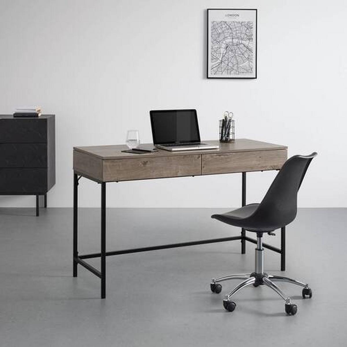 Psací stůl CARA 120x50 cm dekor ořech - černá/barvy vlašských ořechů, Moderní, kov (120/50/76cm) - Bessagi Home