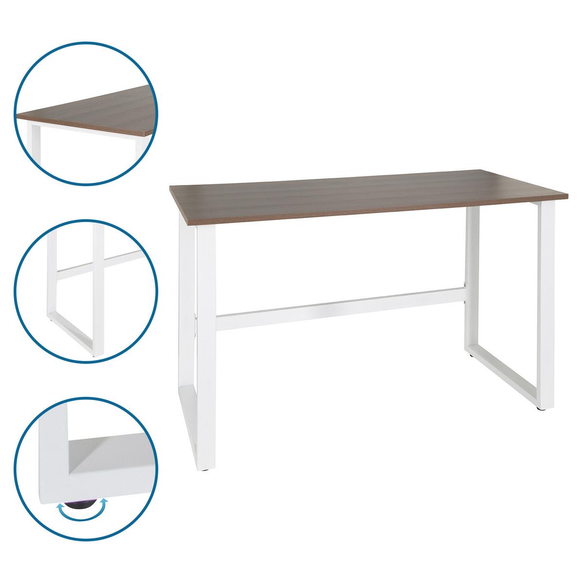 Schreibtisch Workspace Light I Weiß/Walnus Dekor - Walnussfarben/Weiß, Basics, Holzwerkstoff/Metall (120/60/76cm) - MID.YOU