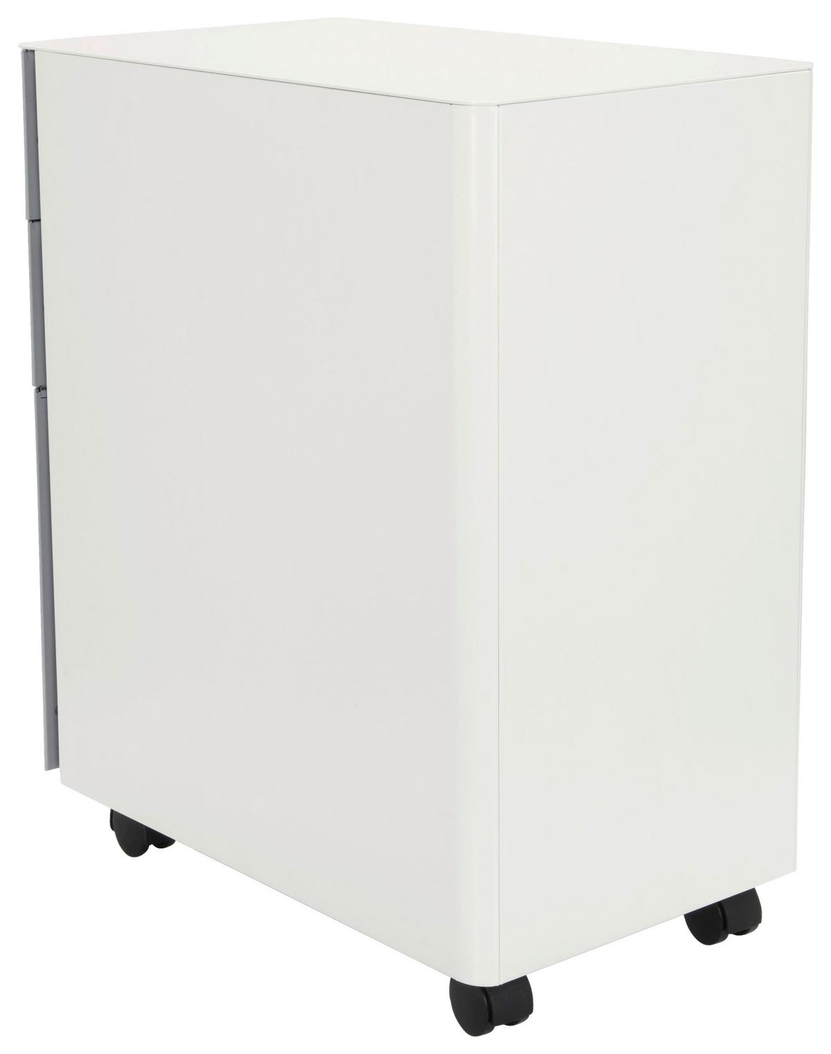 Rollcontainer Metall Grau/weiß Color I 30x59x50 Cm - Weiß/Grau, MODERN, Kunststoff/Metall (30/59/50cm) - MID.YOU