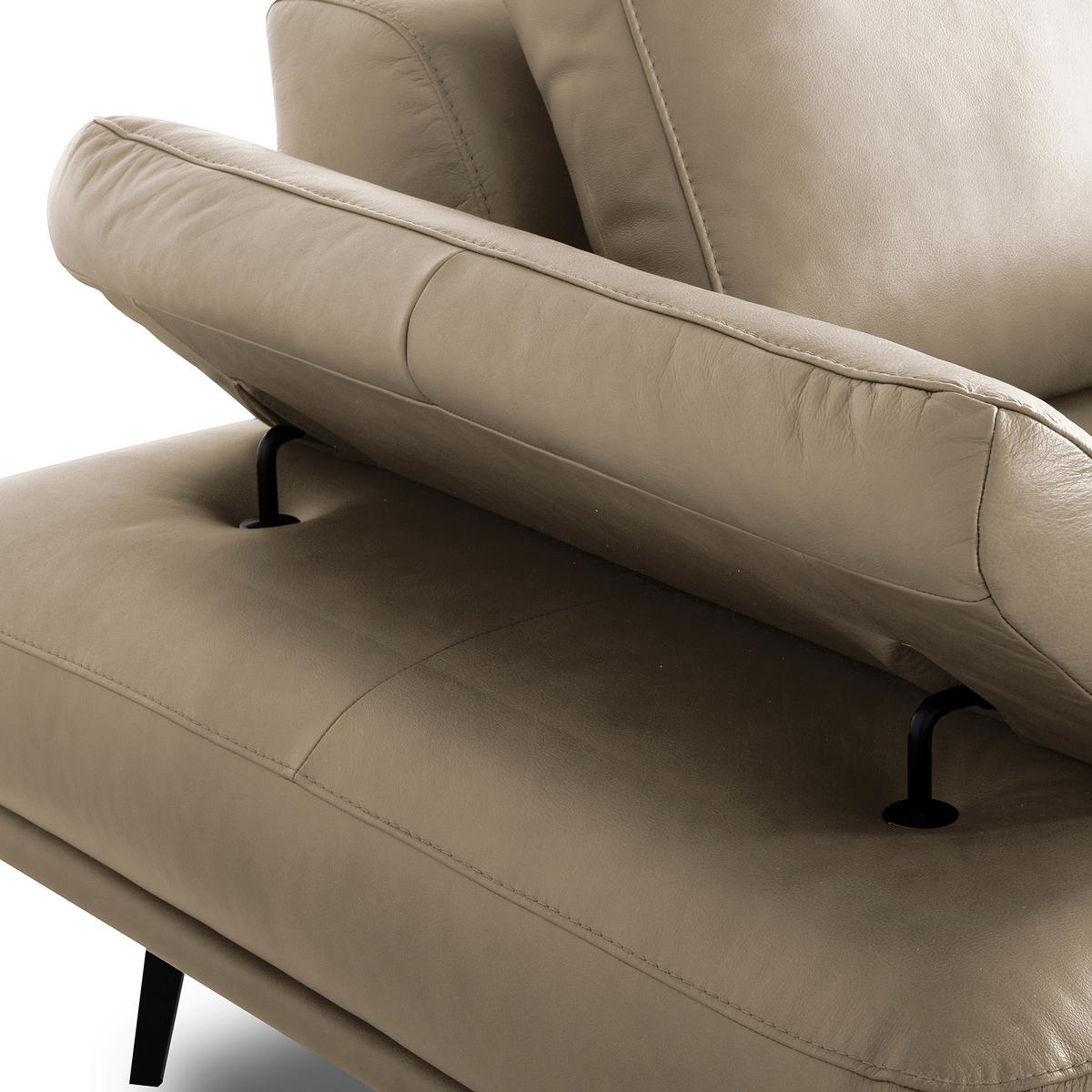 Ecksofa Como Echtleder Creme 306x237 - Creme/Schwarz, Design, Leder (306/237cm) - Livetastic