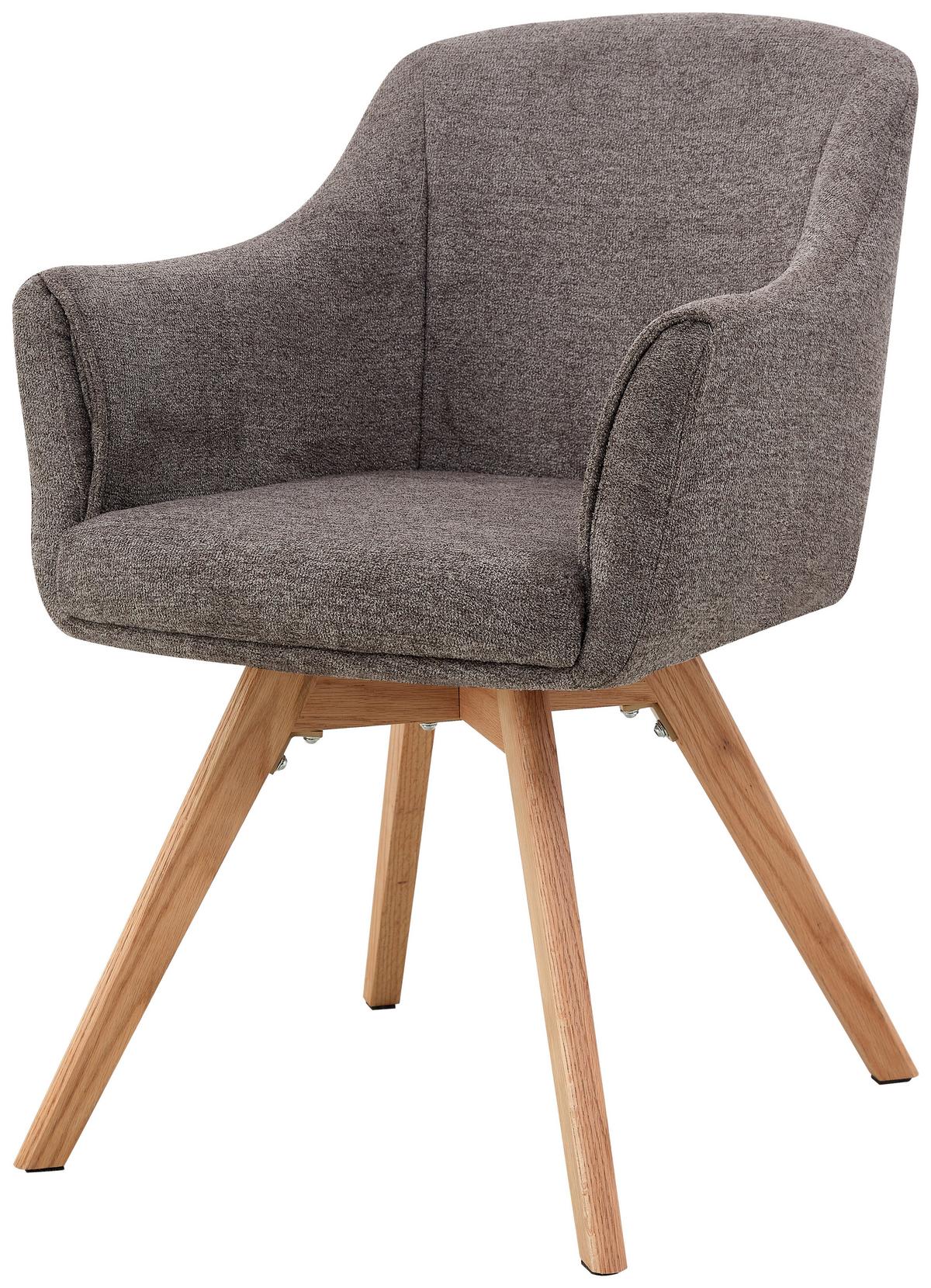 Armlehnstuhl Mats Webstoff Braun, B: 61 Cm - Braun/Naturfarben, KONVENTIONELL, Holz/Textil (61/85,5/63,5cm) - Livetastic