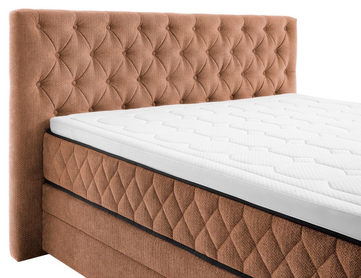Boxspringbett mit Topper & Bettkasten 180x200 Carmen A - Türkis/Braun, KONVENTIONELL, Holz/Holzwerkstoff (180/200cm) - James Wood