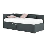 Postel Remi s bočnicemi 90x200, potah grafitový - barvy grafitu/barvy chromu, Konvenční, dřevo/textil (90/200cm)