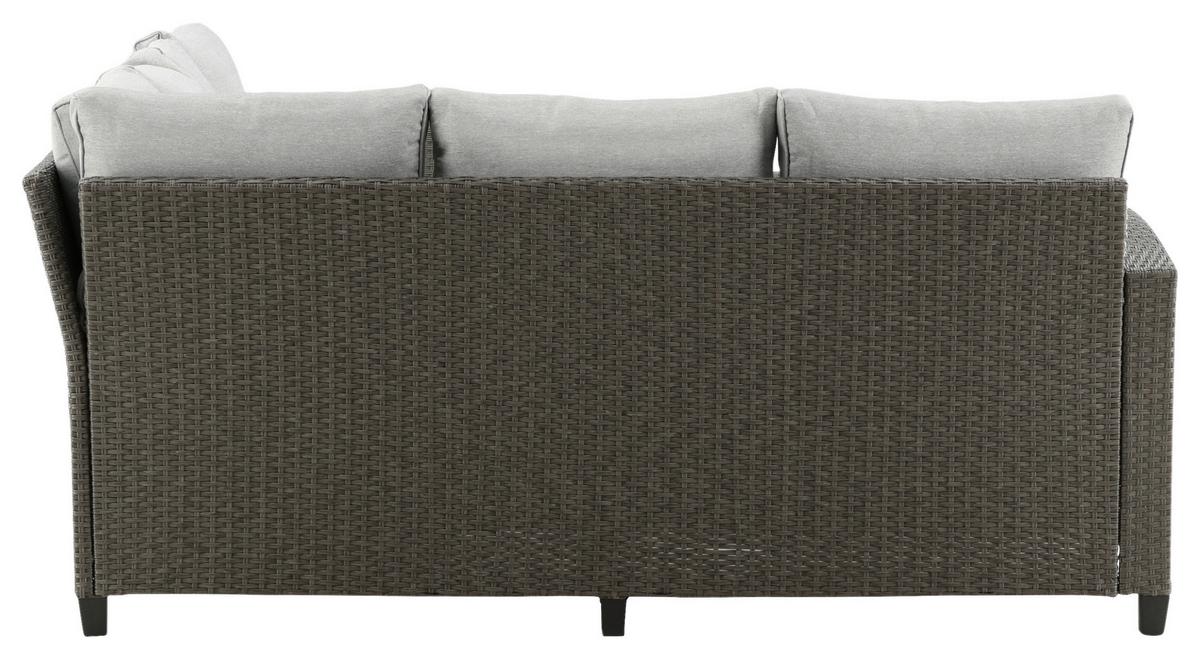 Loungegarnitur 3-Tlg Brentwood aus Kunststoff mit Kissen - Grau, KONVENTIONELL, Kunststoff - Gardenson