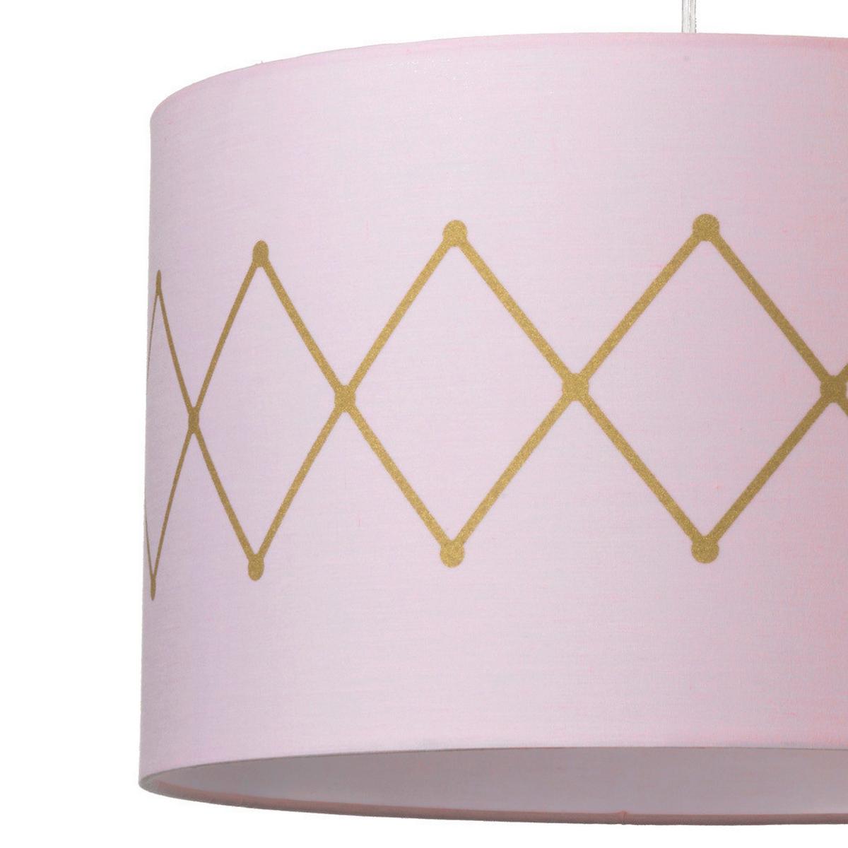 Hängeleuchte 5005/s - Pink/Goldfarben, KONVENTIONELL, Textil/Metall (40/80cm)