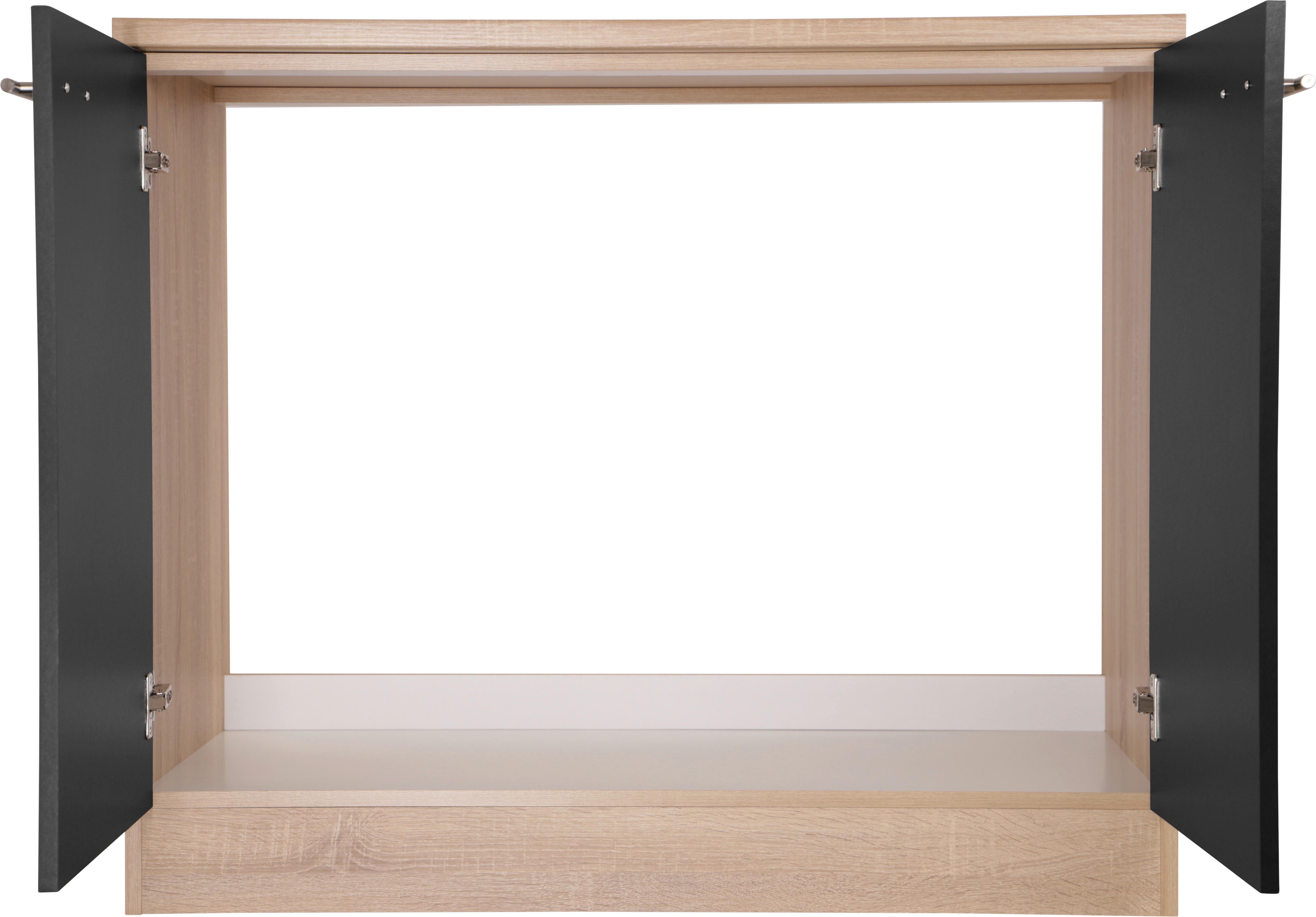 Spülenunterschrank Merle Schwarz, Eiche Dekor B: 100 cm - Eichefarben/Schwarz, Basics, Holzwerkstoff (100/84,8/60cm) - Respekta