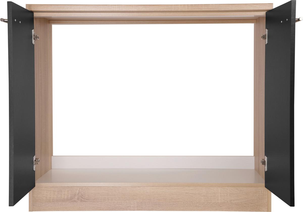 Spülenunterschrank Merle Schwarz, Eiche Dekor B: 100 cm - Eichefarben/Schwarz, Basics, Holzwerkstoff (100/84,8/60cm) - Respekta